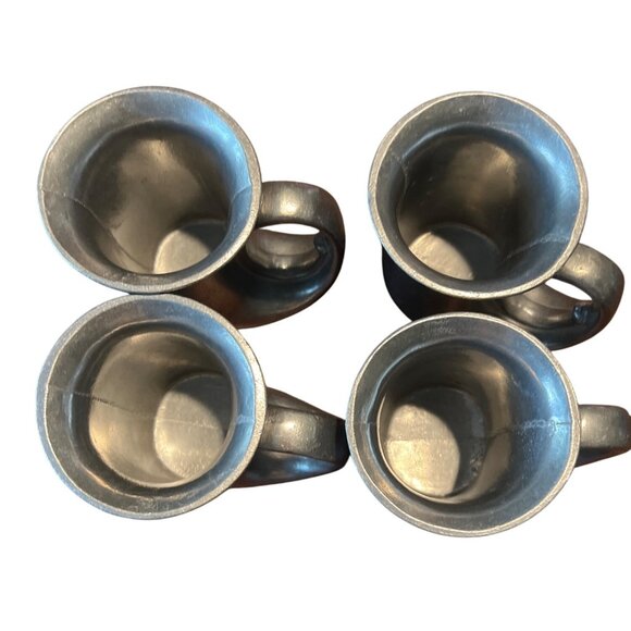 Vintage 80's Wilton Armetale Pewter French Horn Stein/Tankard/Mug Set of 4 - Picture 2 of 7